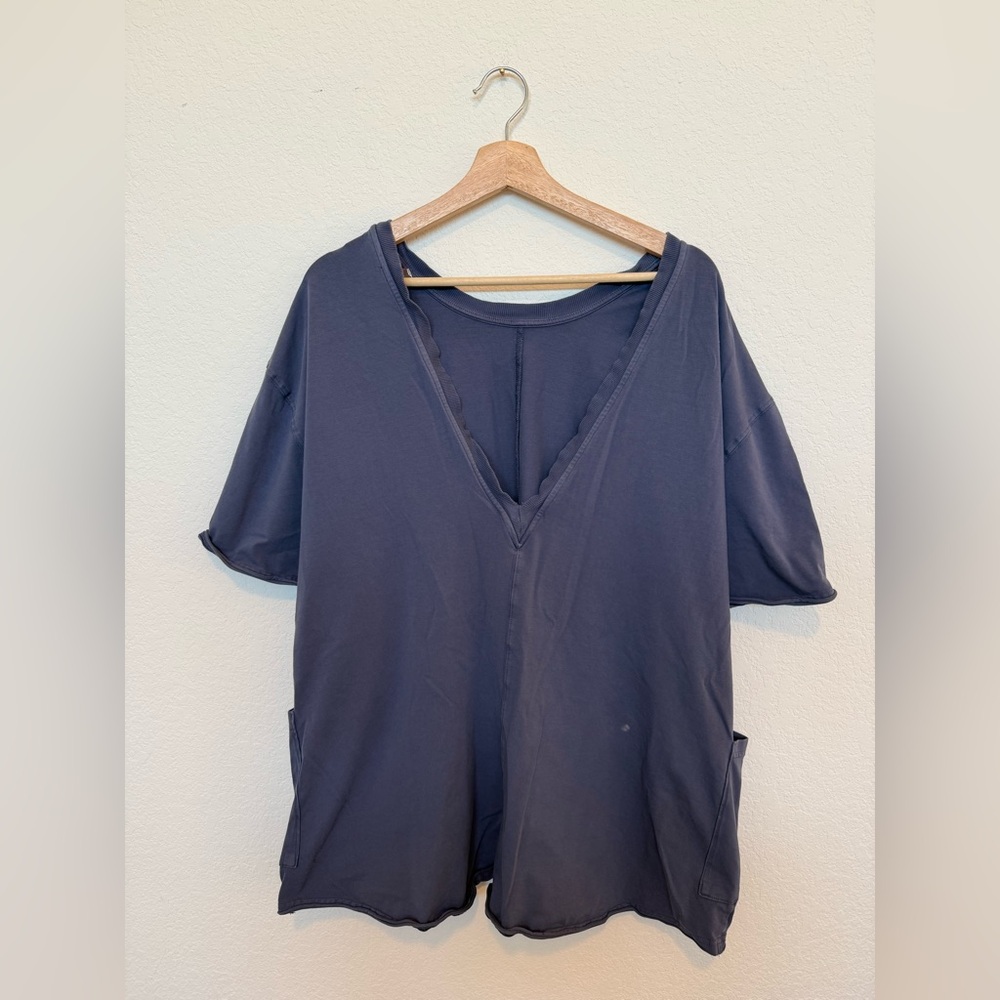 FP Movement by Free People Hot Shot Tee Romper Navy Blue Size Medium - Picture 3 of 5